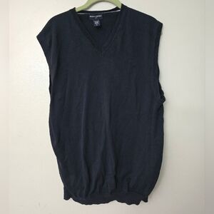 BANANA REPUBLIC Mens Sweater Vest Navy Blue V Neck Cotton XL